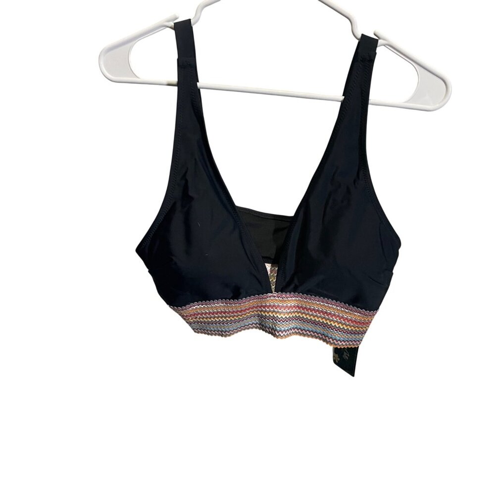 Blooming‎ Jelly Womens swimsuit top L Black Multicolor Zigzag Band Adjustable